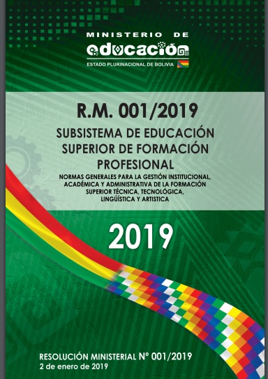 Resolución Ministerial Nro 001/2019. Subsistema de Educación Superior de Formación Profesional