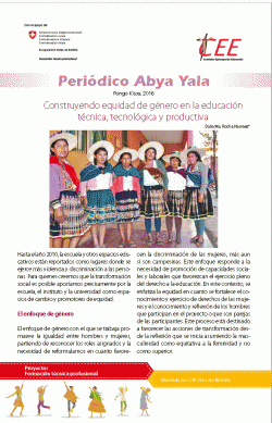 Periódico Abya Yala, Construyendo equidad de género en la educación técnica, tecnológica y productiva
