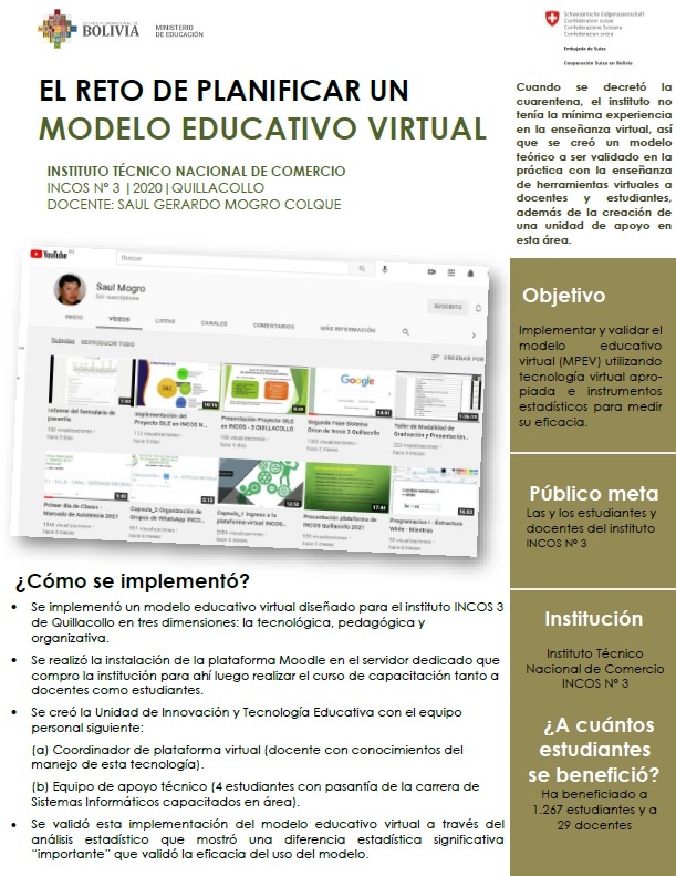 Formación Técnica Profesional | Publicaciones: Cochabamba : El reto de  planificar un modelo educativo virtual
